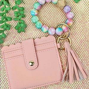 Stargazer Rainbow beaded bracelet keychain with ID holder